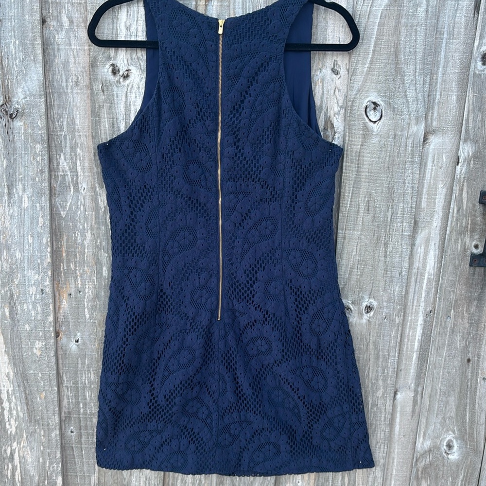 Lilly Pulitzer sleeveless navy lace dress Empire waist-size 12-lace - Picture 5 of 14